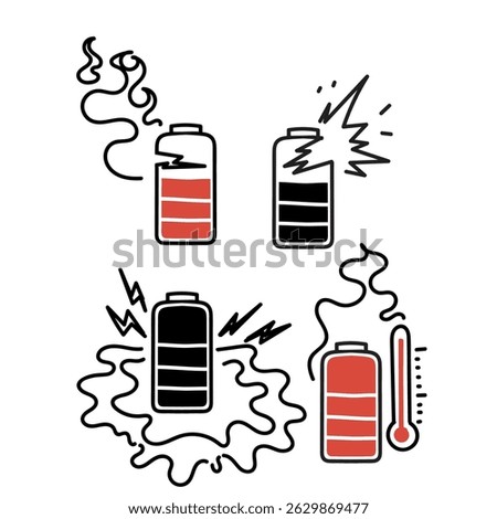 damaged battery icon doodle sketch