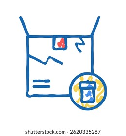 damaged box doodle icon sketch vector. damaged box sign. isolated symbol illustration