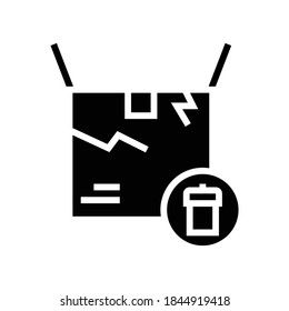 Damaged Box Glyph Icon Vector. Damaged Box Sign. Isolated Contour Symbol Black Illustration