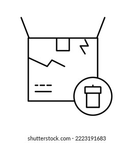 Damaged Box Line Icon Vector. Damaged Box Sign. Isolated Contour Symbol Black Illustration