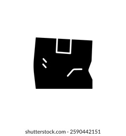 Damaged box simple glyph icon. Vector solid isolated black illustration.