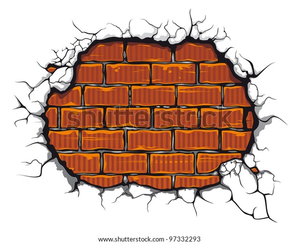 Damaged Brickwall Cartoon Style Design Jpeg Stock Vector (Royalty Free ...