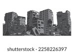 Damaged building vector illustration. Building destroyed