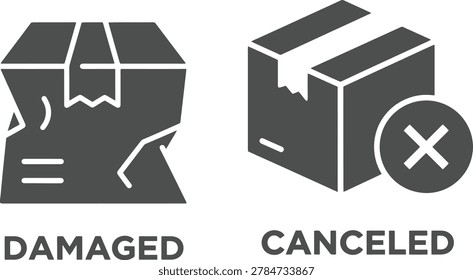 Damaged and canceled stamp icon set isolated on white background vector illustration