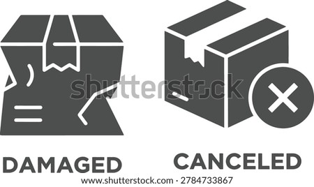 Damaged and canceled stamp icon set isolated on white background vector illustration