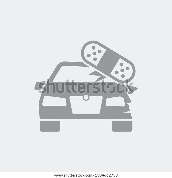 Damaged car with adhesive\
plaster