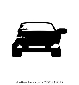 Damaged car isolated icon and symbol after crash accident. Vector illustration.