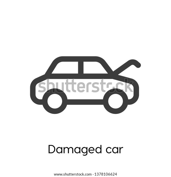 Damaged car vector icon,\
Damaged car symbol. Linear style sign for mobile concept and web\
design. Damaged car symbol logo illustration. vector graphics -\
Vector.