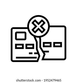 vector de icono de línea de tarjeta dañado. signo de tarjeta dañado. símbolo de contorno aislado ilustración negra