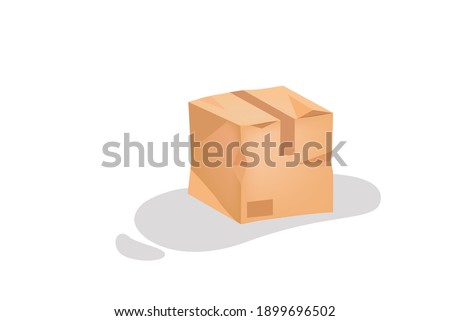 Damaged cardboard box from a transportation