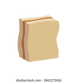 Damaged Cardboard Box When The Parcel Was Delivered.Vector Isometric And 3D View.