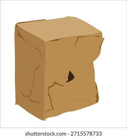 caja de cartón dañada. Caja de cartón rota dañada, paquete. Paquete arrugado arrugado. 