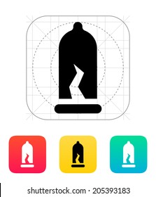 Damaged Condom icon. Vector illustration.