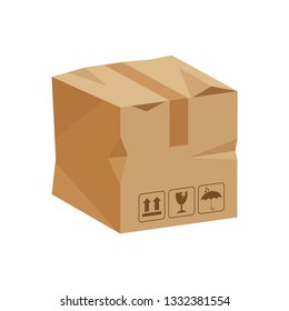 damaged crate boxes 3d, broken cardboard box brown, flat style cardboard parcel boxes, packaging cargo, isometric boxes brown, packaging box brown icon, symbol carton box isolated on white background - Shutterstock ID 1332381554