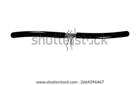 Damaged Data Cable symbol,black isolated silhouette