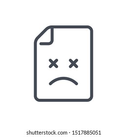 Damaged document line icon. File with error vector outline sign.