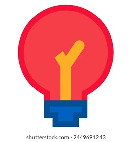 Icono de bombilla eléctrica dañado. Solución de problemas, proceso de negocio acarició el elemento plano para el diseño moderno y retro. Pictograma de Vector de color simple aislado sobre fondo blanco