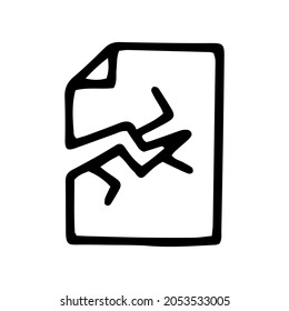 icono del doodle simple de la línea de archivo dañada