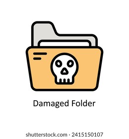 Damaged Folder vector Filled outline icon style illustration. EPS 10 File