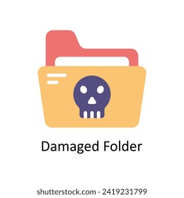 Damaged Folder vector Flat icon style illustration. EPS 10 File