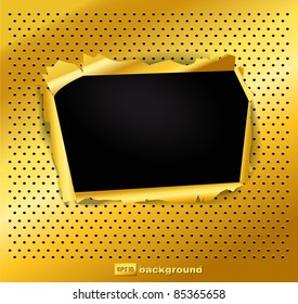 Textura de oro dañada con un agujero