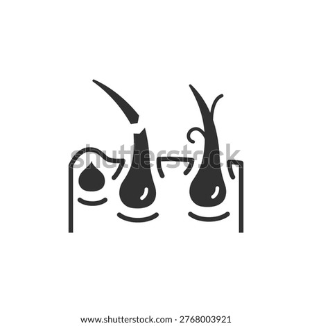 Damaged hair strands icon. Weak and brittle hair condition. Monochrome black and white symbol