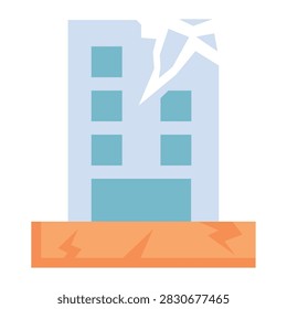 Damaged Highrise Skyscraper Showing Structural Wall Crack
