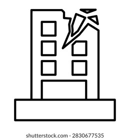 Damaged Highrise Skyscraper Showing Structural Wall Crack
