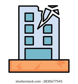 Damaged Highrise Skyscraper Showing Structural Wall Crack
