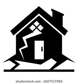 Damaged Homes Showing Earthquake  icon set design