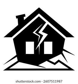 Damaged Homes Showing Earthquake  icon set design