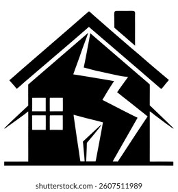 Damaged Homes Showing Earthquake  icon set design