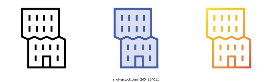 Damaged icon. Linear, Blue Fill and Gradient Style Design Isolated On White Background