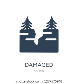 damaged icon vector on white background, damaged trendy filled icons from Nature collection, damaged vector illustration