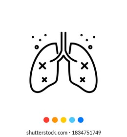 Damaged or infected lung icon, Vector.