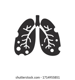 damaged lungs flat icon, vector illustration