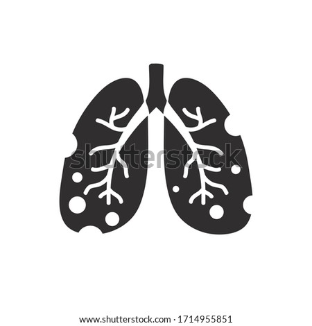 damaged lungs flat icon, vector illustration