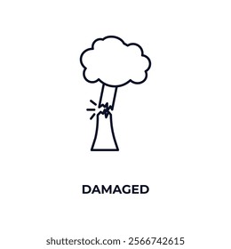 damaged outline icon. Linear vector from nature concept. Thin line damaged icon isolated on white background