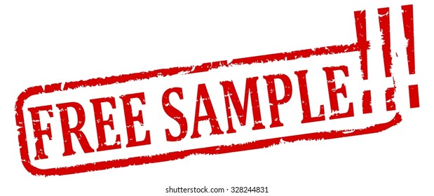 Damaged oval red stamp with the words -  free sample - vector
