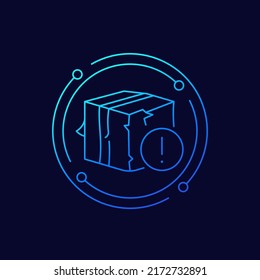 damaged package or broken box line icon