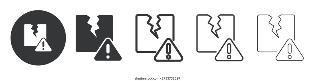Damaged package thin line and solid icon. Multi series icon. Web minimal icon