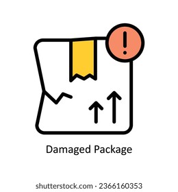 Damaged Package vector Fill outline Icon Design illustration. Web store Symbol on White background EPS 10 File 