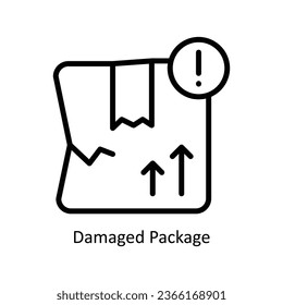 Ilustración de diseño de iconos de contorno de vector de paquete dañado. Símbolo de almacén web en fondo blanco archivo EPS 10 