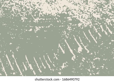 Damaged painted color painted wall. Distress green background. Grunge dirty texture. Creative peeled design template. EPS10 vector.