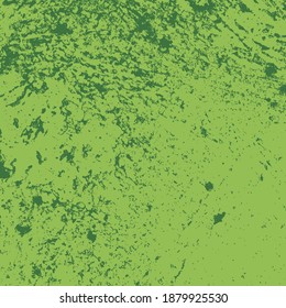 Damaged painted color painted wall. Distress green background. Grunge dirty texture. Creative peeled design template. EPS10 vector.