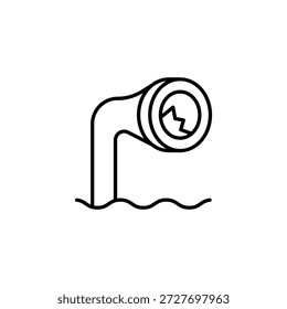 Beschädigte Rohrleitung unter Wasserleitung Leckage Umrisssymbol Design