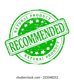 Damaged round green stamp with the inscription - natural product - vector