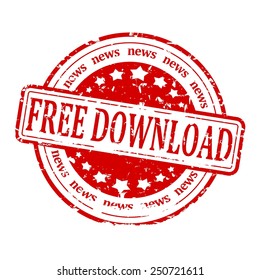 Damaged round red stamp with the word - free download - news -vector