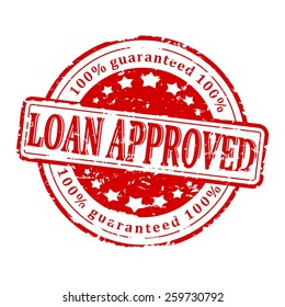 Damaged round red stamp with the word - loan approved - guaranteed - vector
