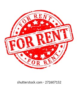 Damaged round red stamp with the word - for rent - vector